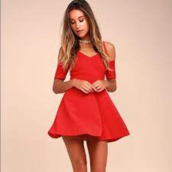 Lulus Dresses & Skirts - NWT Lulu's Ever So Enticing Red Skater Dress S